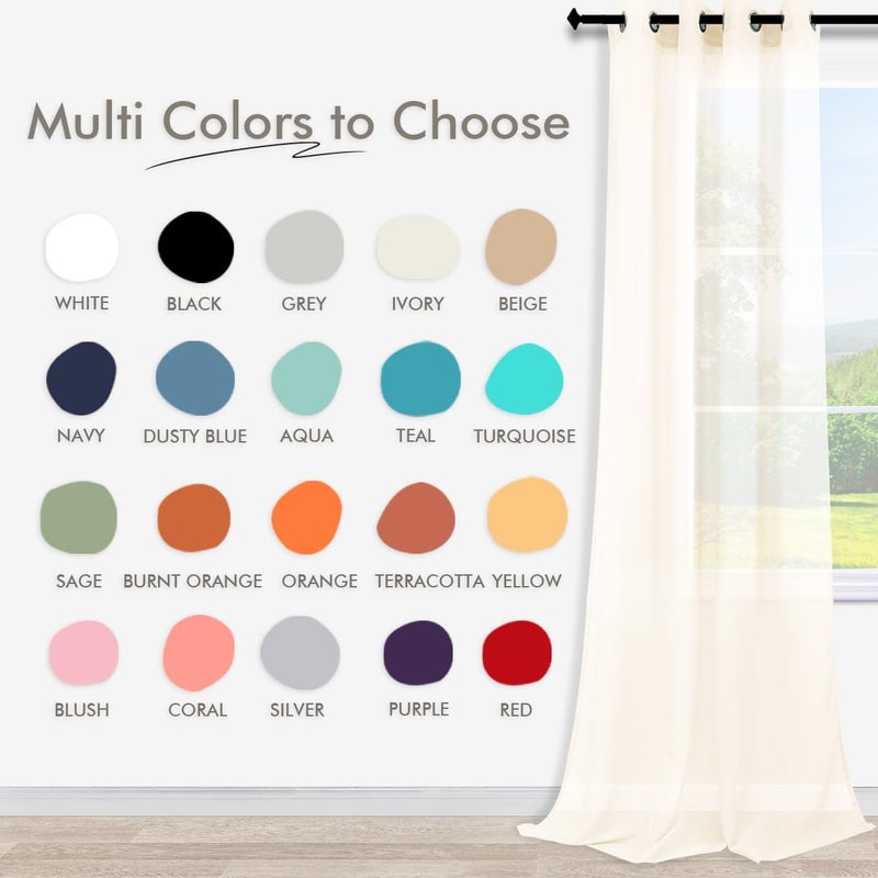 KOUFALL Sheer Curtains 108 Inches Long for Large Windows Set 2 Panels Grommet Drapes Linen Look Semi Transparent Extra Long Curtains for High Ceilings Living Room Backdrop Wedding Ivory Off White 9FT 9 Feet - Image 2